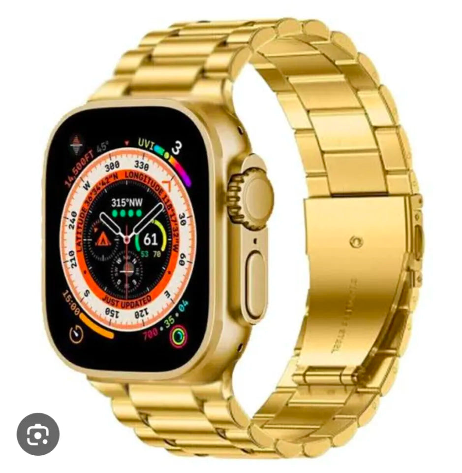 H20 Ultra Smart Watch 10 + 1 Smart Watch Golden strap